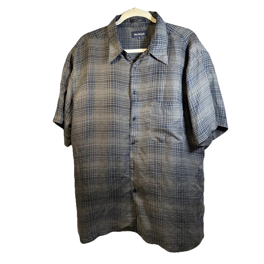 Marc Edwards Mens XL 100%SILK Button‎ Up Shirt BUNDLE 2 Shirts